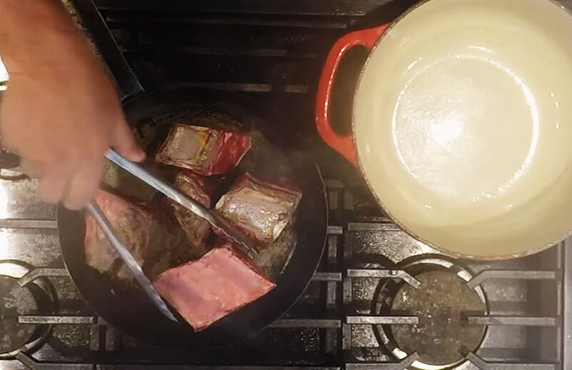 Searing the Beef Short Ribs