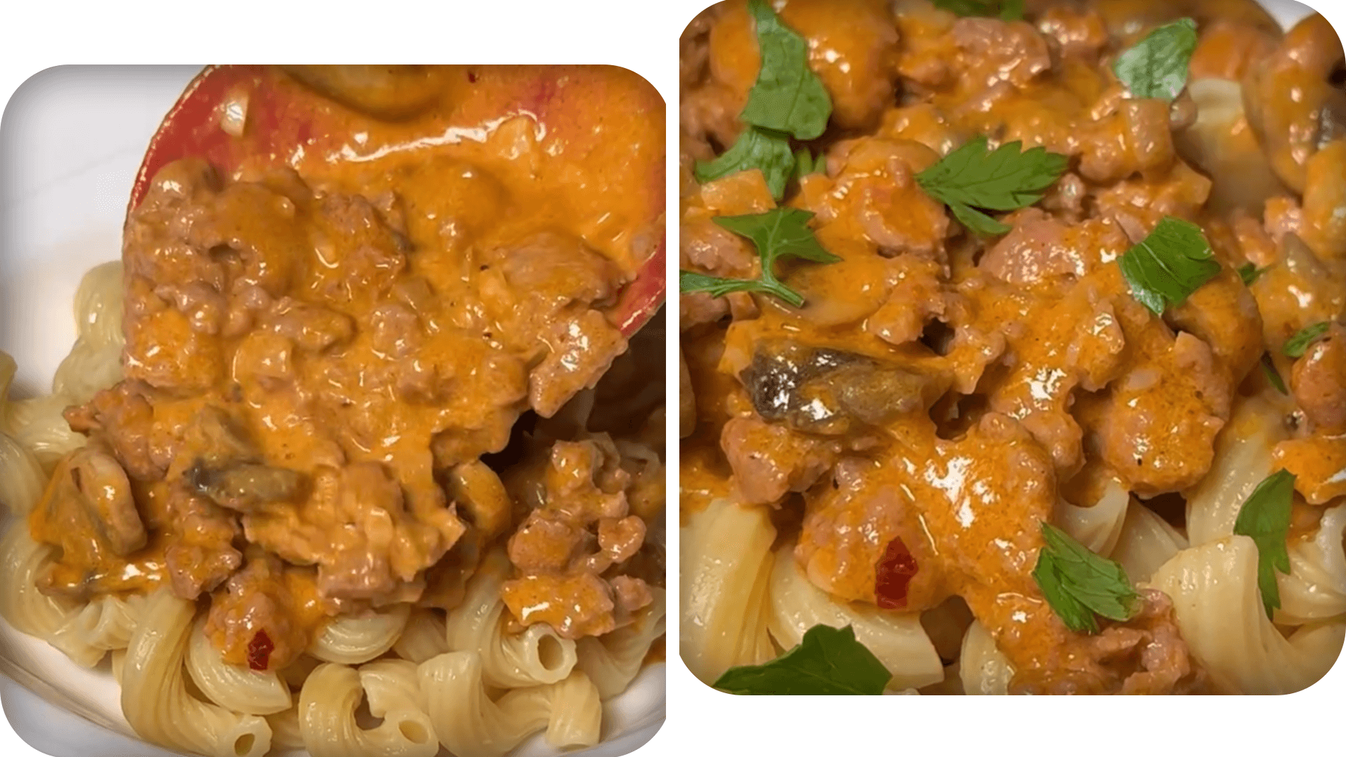 creamy-sausage-mushroom-sauce-on-cavatappi creamy-sausage-mushroom-sauce-on-cavatappi