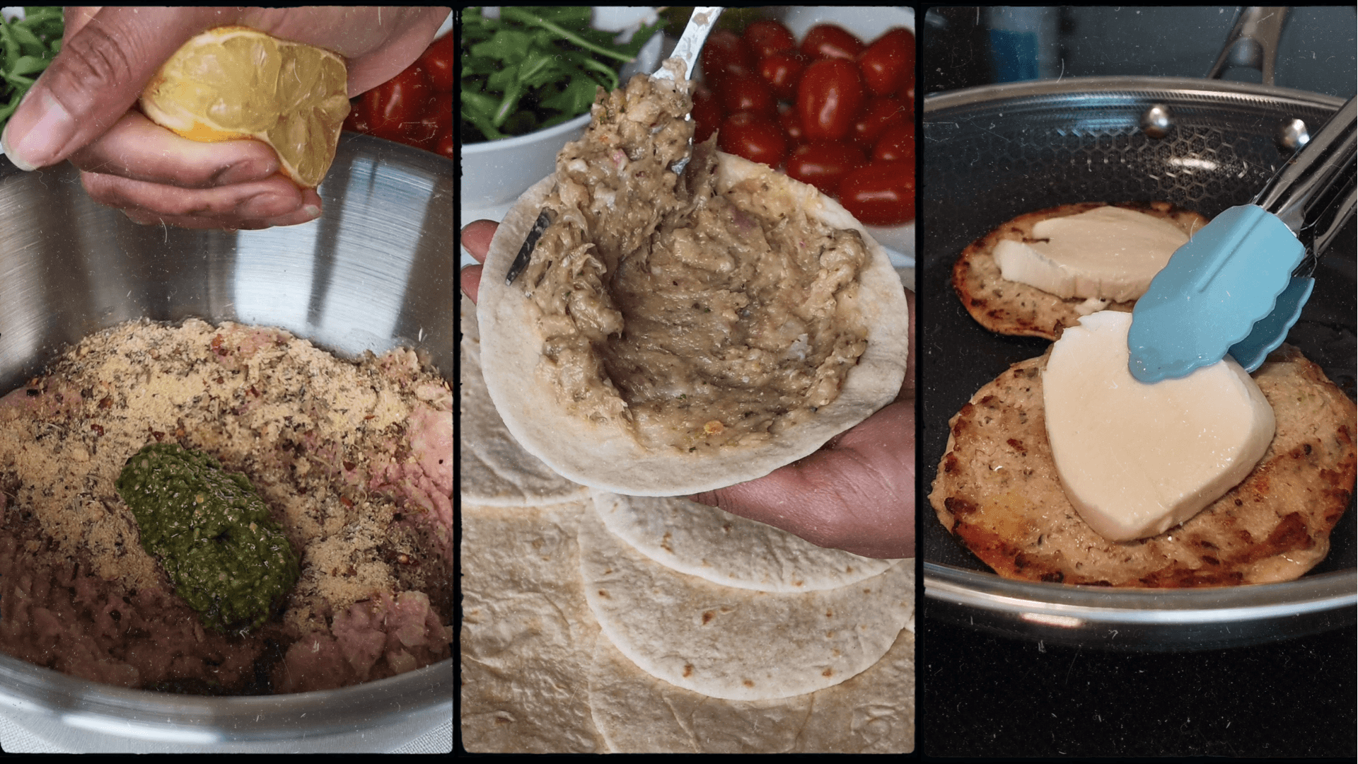 seasoned-ground-chicken-smash-taco-preparation