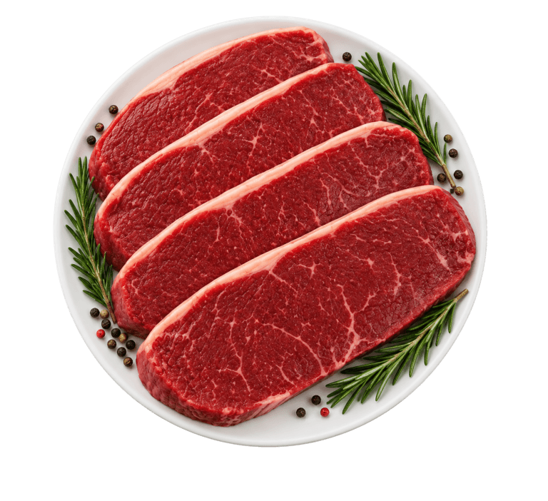 four-raw-sirloin-steaks-on-a-white-plate-with-rosemary-and-peppercorns four-raw-sirloin-steaks-on-a-white-plate-with-rosemary-and-peppercorns