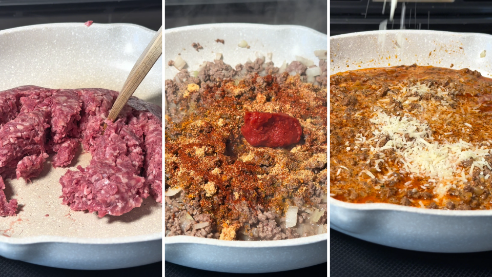 cajun-honey-ground-beef-pasta-preparation cajun-honey-ground-beef-pasta-preparation
